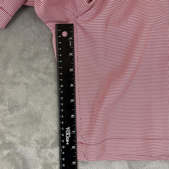 Peter Millar Shorts Mens 35 Red Micro Check Crown Sport Golf Chino Performance - Picture 13 of 13
